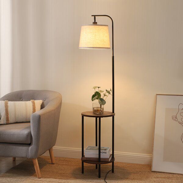 End Table Floor Lamp Combo | Wayfair With Floor Lamps With 2 Tier Table (View 4 of 15)