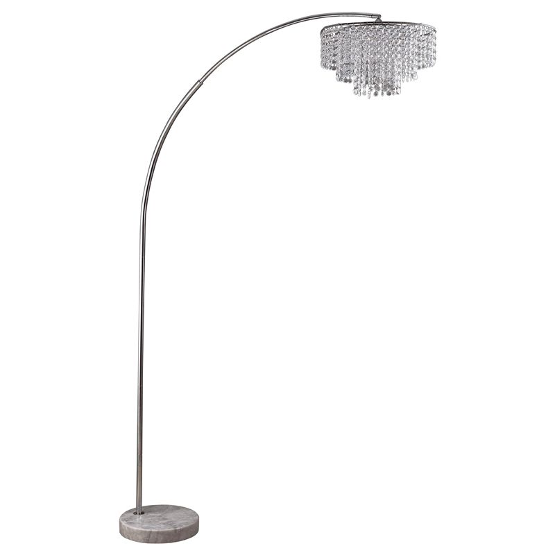 Feltwell 81" Tall Metal Arching Floor Lamp With Hanging Shade In Chrome  Finish | Cymax Business Throughout Chrome Finish Metal Floor Lamps (View 14 of 15)