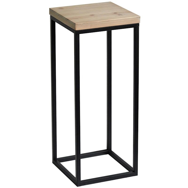 Fiona Wood Top Plant Stand With Metal Base, Small | At Home In Iron Base Plant Stands (View 7 of 15)