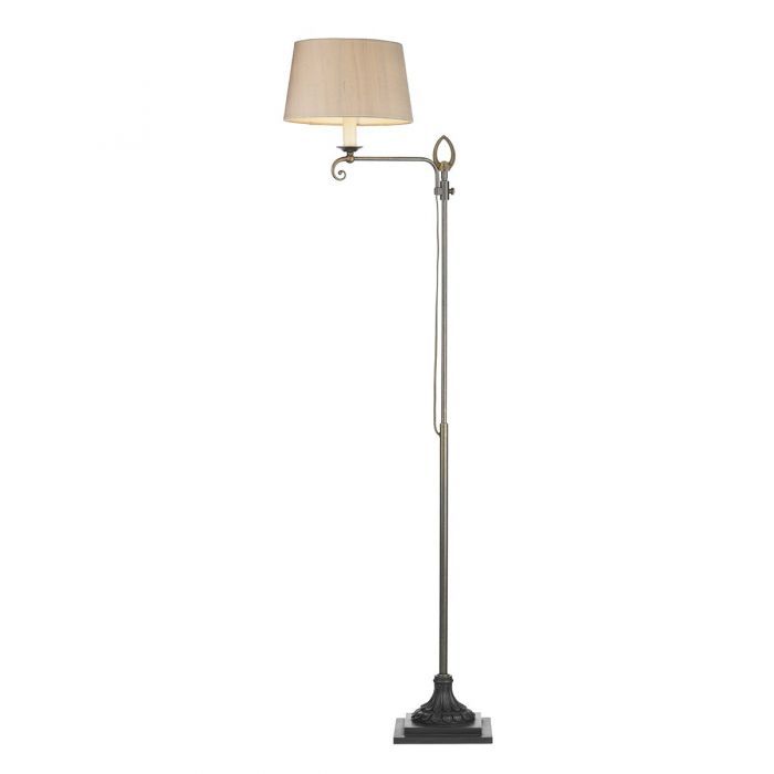 Flemish Straight Arm Traditional Floor Lamp In Antique Brass With Silk  Shade From Richard Hathaway Lighting Throughout Traditional Floor Lamps (View 11 of 15)
