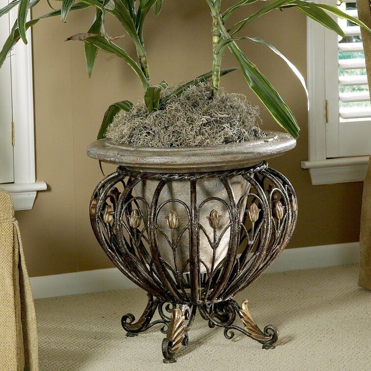 Fleur De Lis Living Giltner Round Pedestal Stone Plant Stand & Reviews |  Wayfair In Stone Plant Stands (View 12 of 15)