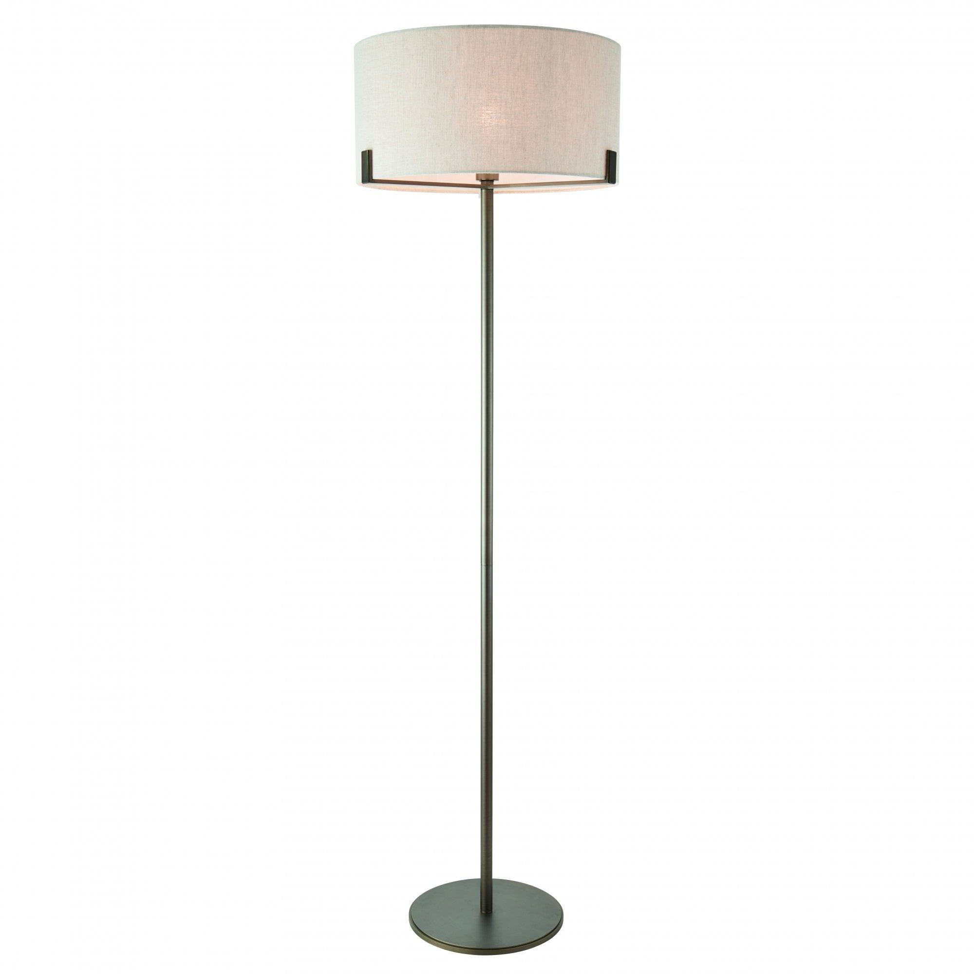 Floor 60w Brushed Bronze Effect Plate & Natural Linen Within Dual Pull Chain Floor Lamps (View 8 of 15)