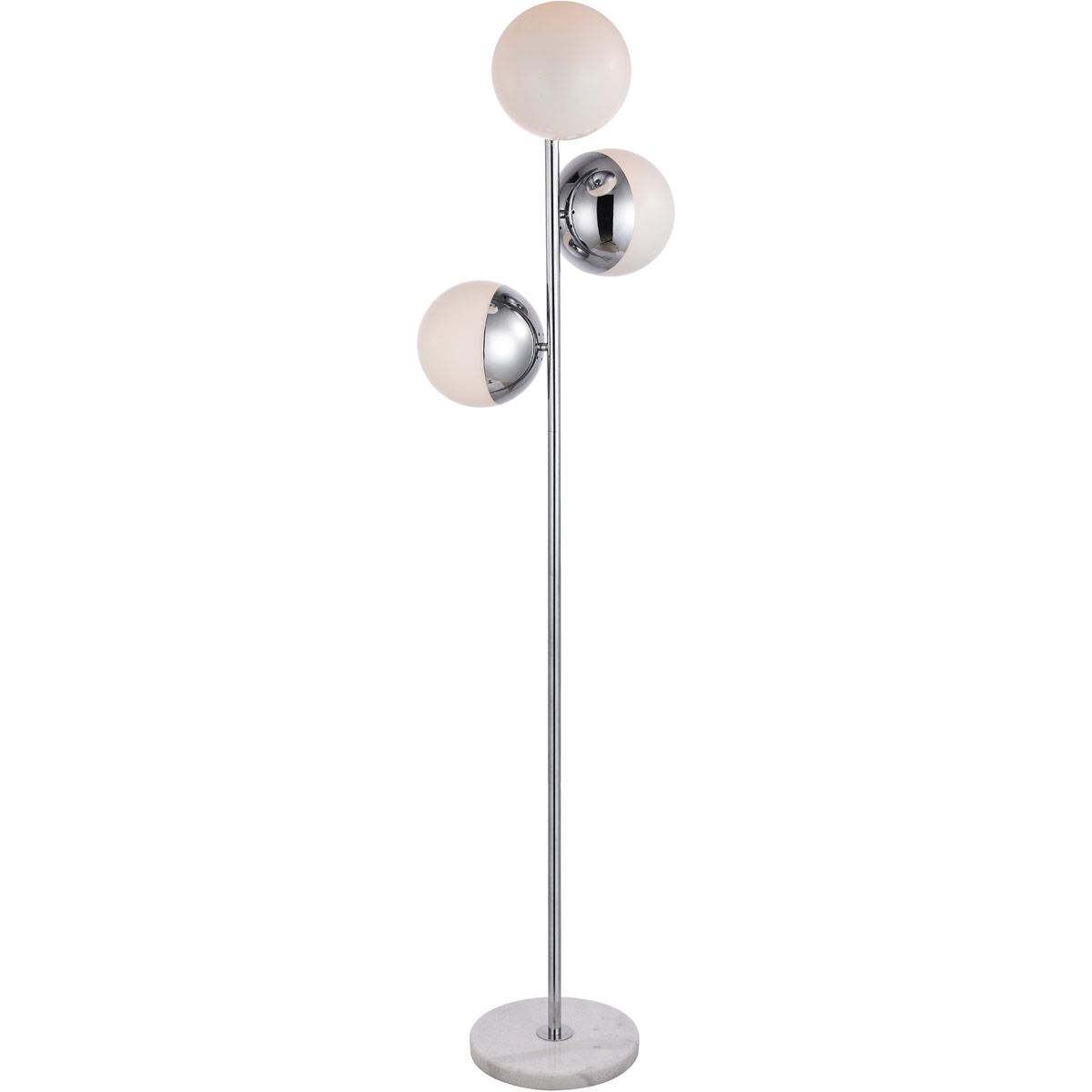 Floor Lamps 3 Light Fixtures With Chrome Finish Metal/glass/marble Material  E26 Bulb 18" 120 Watts – Walmart For Chrome Finish Metal Floor Lamps (View 15 of 15)