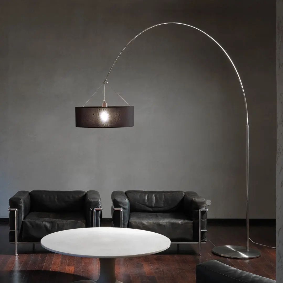 Floor Standing Lamp – Steel F2400 – Andcosta – Stainless Steel / Fabric /  Polycarbonate In Brushed Steel Floor Lamps (View 4 of 15)