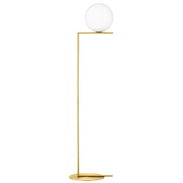 Flos Floor Lamp Ic F2 (brushed Brass – Blown Glass And Metal) –  Myareadesign.it For Metal Brushed Floor Lamps (Photo 7 of 15)