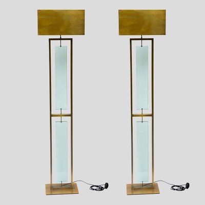 Fontana Arte Style Brass And Clear Glass Floor Lamps, Set Of 2 En Vente Sur  Pamono For Clear Glass Floor Lamps (Photo 3 of 15)