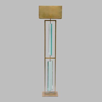 Fontana Arte Style Brass And Clear Glass Floor Lamps, Set Of 2 En Vente Sur  Pamono Inside Clear Glass Floor Lamps (Photo 1 of 15)