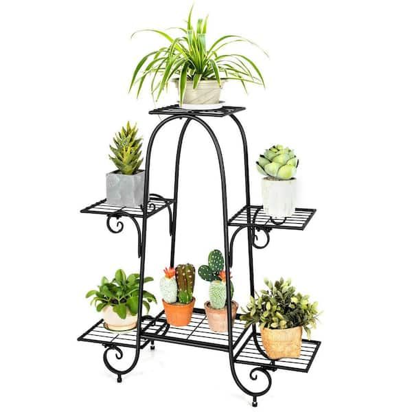 Forclover 34 In. Tall Indoor/outdoor Black Iron Plant Stand (6 Tiered)  Ctw Np10278bk – The Home Depot Within 34 Inch Plant Stands (Photo 4 of 15)