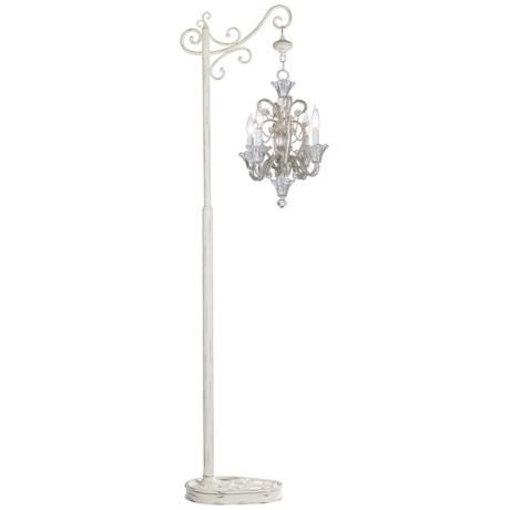 Four Light White Beaded Floor Stand Chandelier – #64835 47388 | Lamps Plus  | Chandelier Floor Lamp, Beautiful Floor Lamps, Contemporary Floor Lamps In Crystal Bead Chandelier Floor Lamps (View 5 of 15)