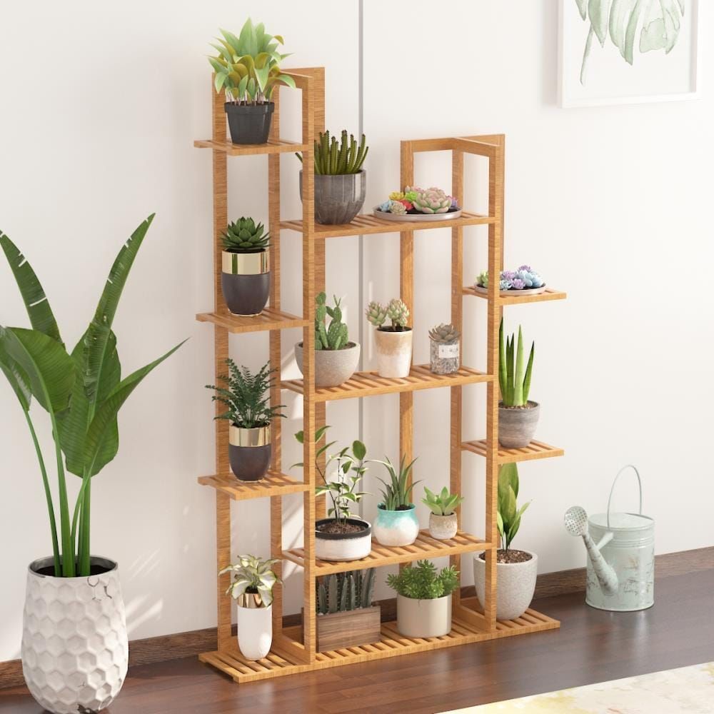 Fufu&gaga Plant Stand 55.9 In H X 36.2 In W Wood Indoor/outdoor Novelty Wood  Plant Stand At Lowes Throughout Wooden Plant Stands (Photo 12 of 15)