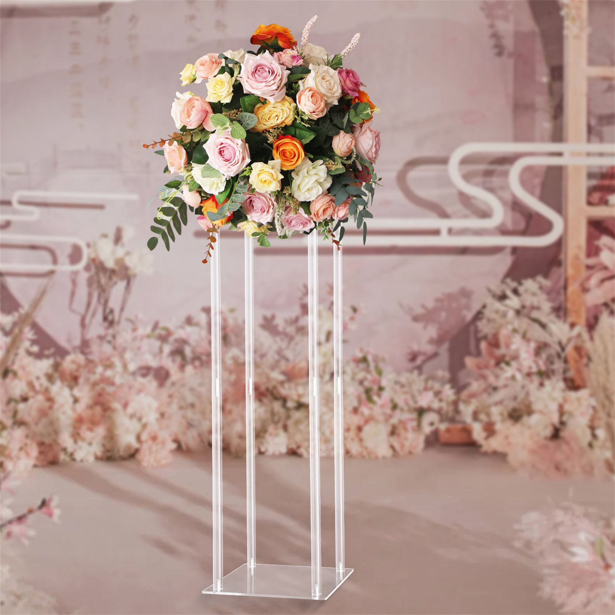 Funten 31 Inch Clear Acrylic Flower Stand Rectangular Post Center  Decoration | Wayfair With 31 Inch Plant Stands (View 15 of 15)