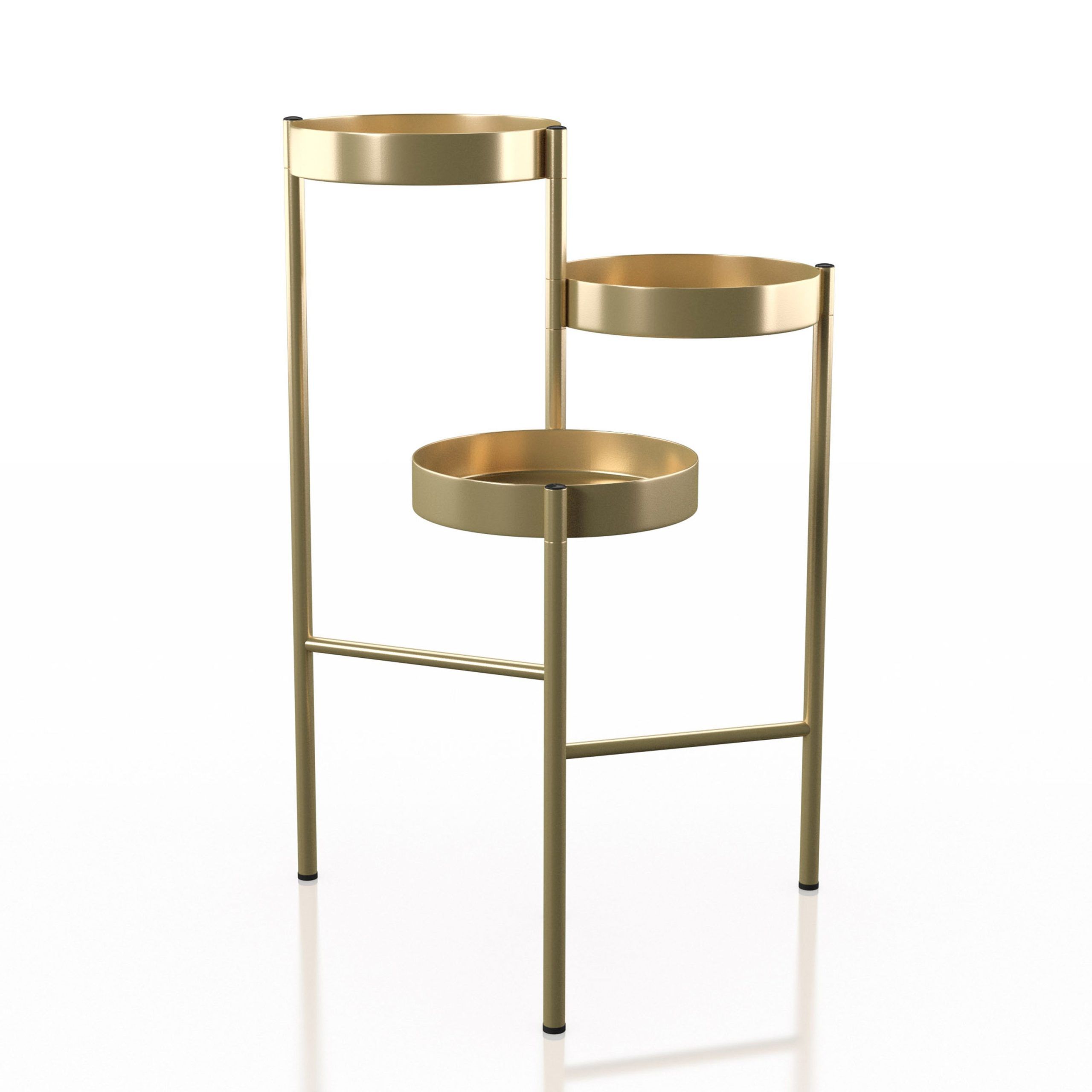 Furniture Of America Madril 30.25 In H X 11.25 In W Gold Coating Indoor  Round Steel Plant Stand In The Plant Stands Department At Lowes Within Brass Plant Stands (Photo 12 of 15)