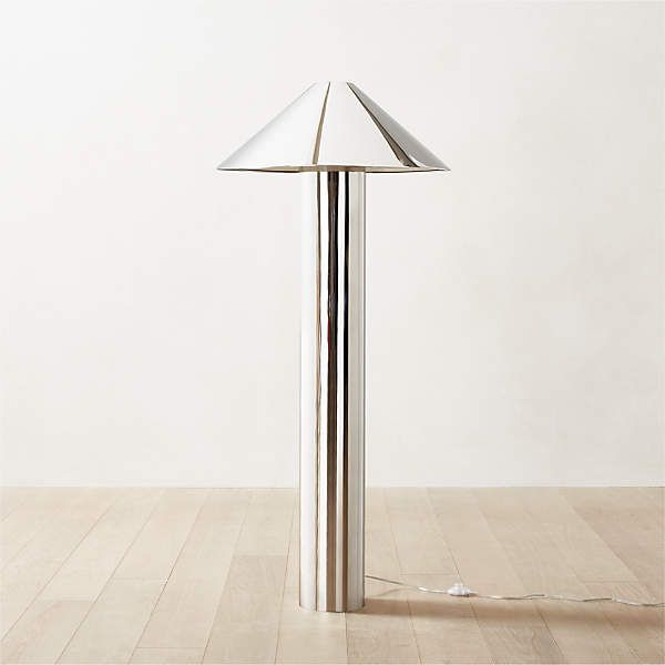 Gigi Modern Polished Stainless Steel Floor Lamp + Reviews | Cb2 For Silver Steel Floor Lamps (View 12 of 15)