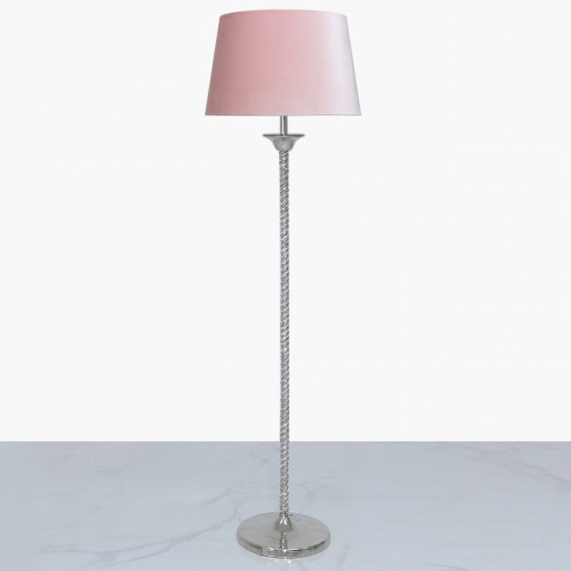 Glitz Twist Floor Lamp With Blush Pink Velvet Shade | Floor Lamps With Regard To Pink Floor Lamps (Photo 1 of 15)