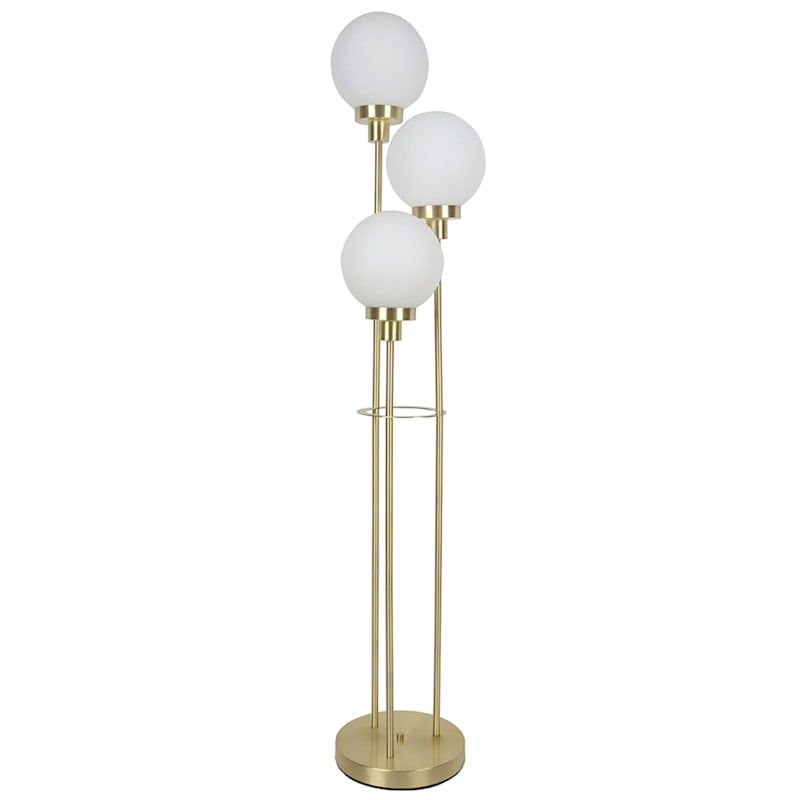 Gold 3 Light Metal Floor Lamp, 60" | At Home | The Home Decor & Holiday  Superstore Inside Globe Floor Lamps (View 10 of 15)