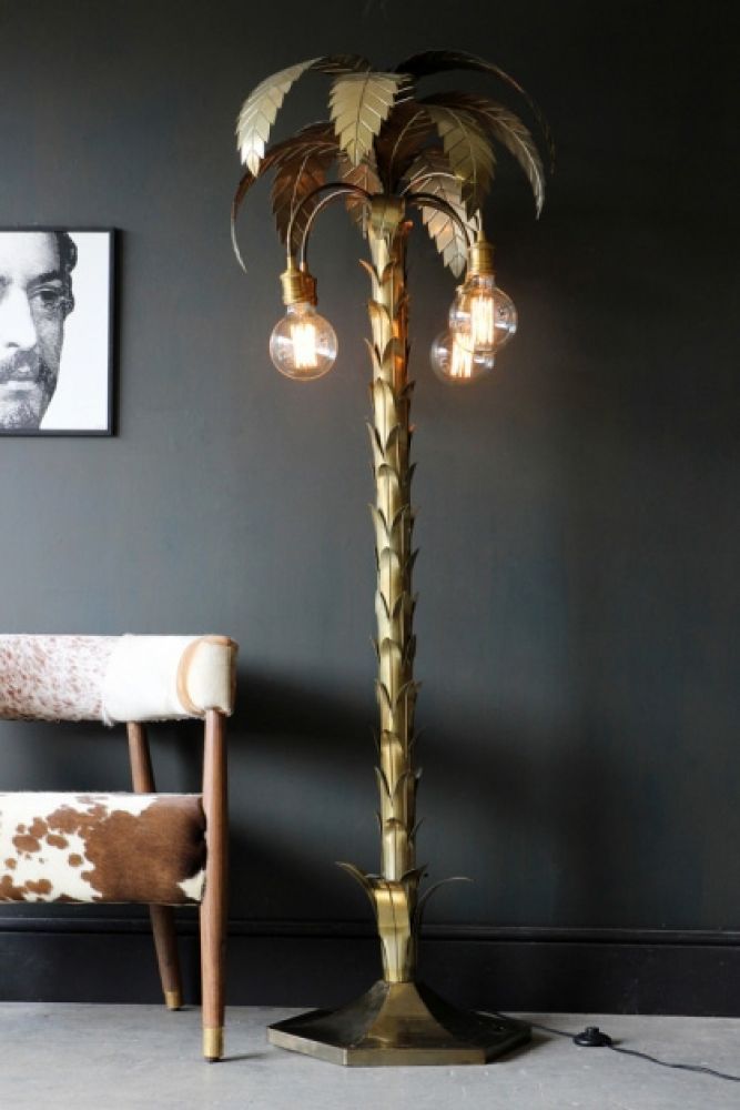Gold Palm Leaf Tree Floor Lamp | Large Gold Tree Lamp | Rockett St George Regarding Tree Floor Lamps (Photo 7 of 15)