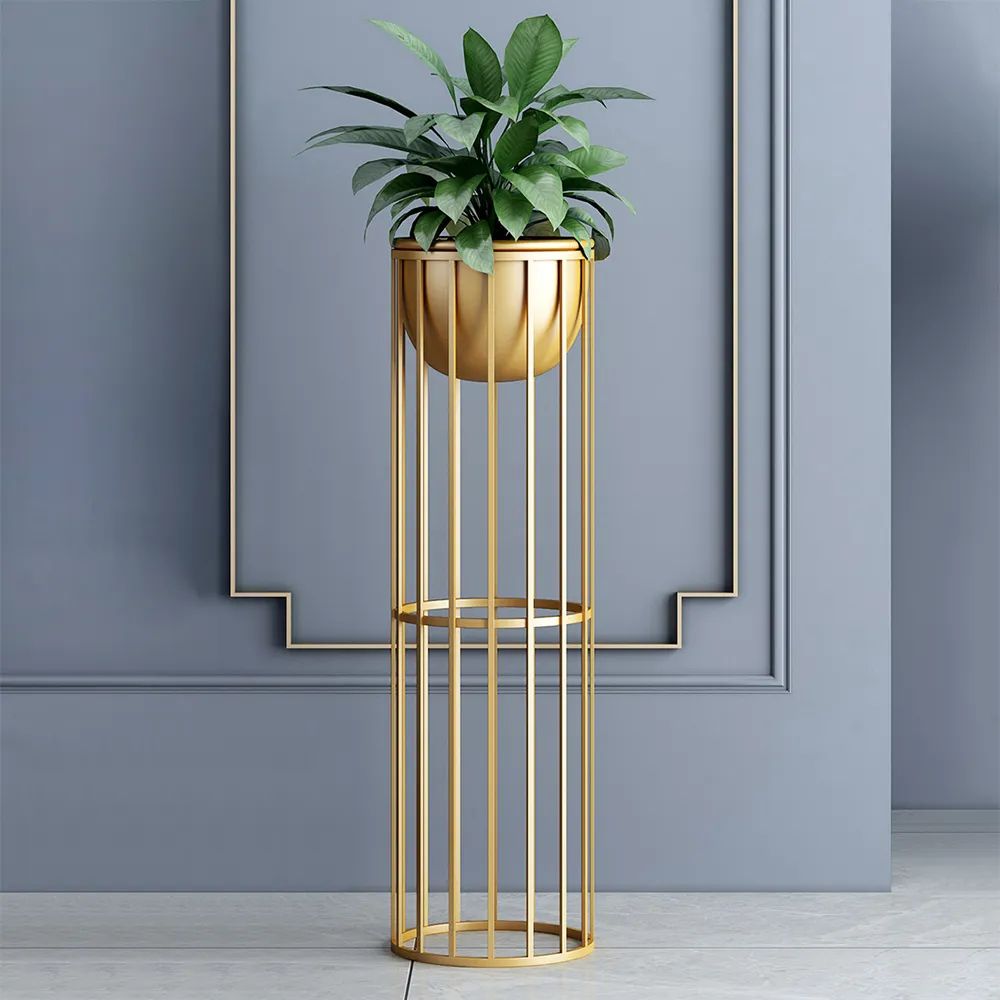 Gold Plant Pot Modern Planter With Gold Stand For Indoor Metal Homary Throughout Gold Plant Stands (View 13 of 15)