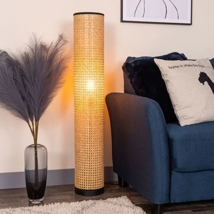 Grace Rattan Cylinder Floor Lamp – Natural | Litecraft Pertaining To Cylinder Floor Lamps (View 10 of 15)