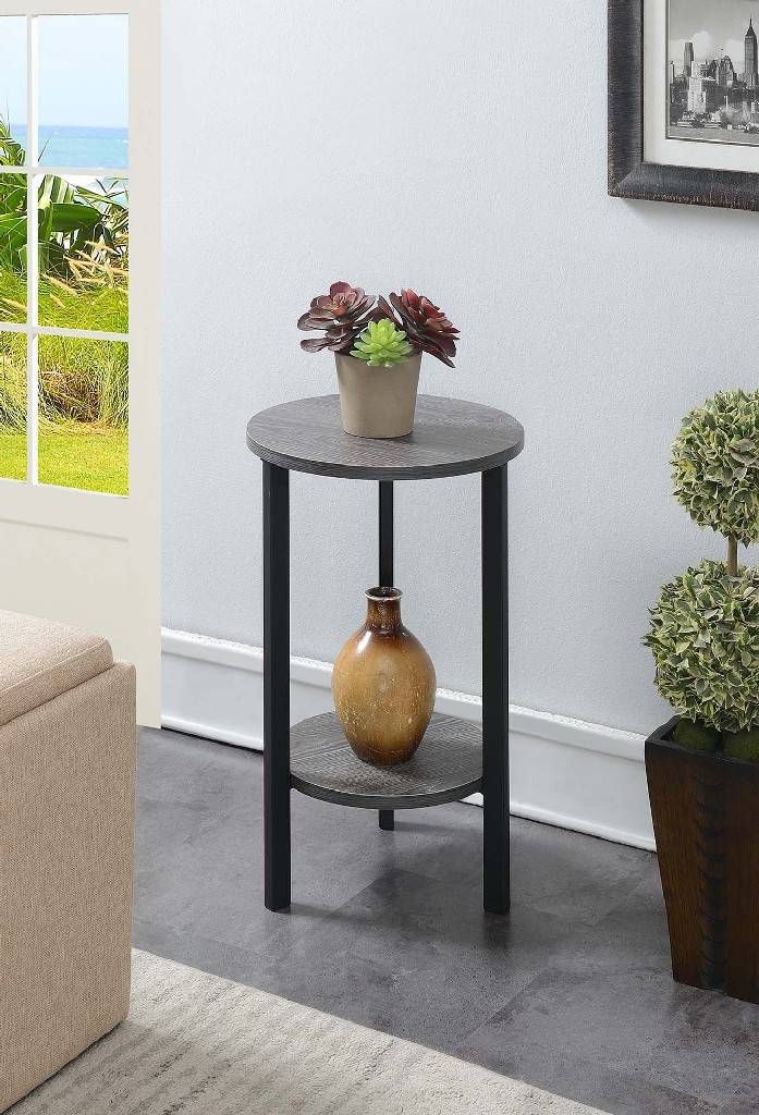 Graystone 24 Inch Plant Stand In Weathered Gray/black – Convenience  Concepts 111254wgybl For Weathered Gray Plant Stands (Photo 4 of 15)