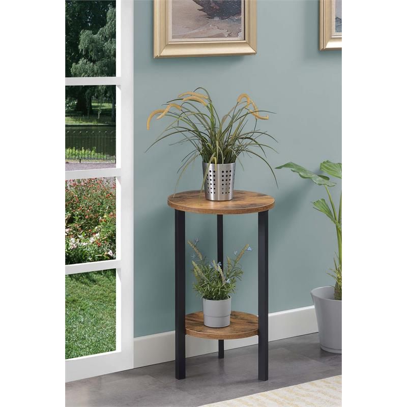 Graystone 24 Inch Two Tier Plant Stand In Nutmeg Wood Finish |  Bushfurniturecollection Within 24 Inch Plant Stands (View 11 of 15)