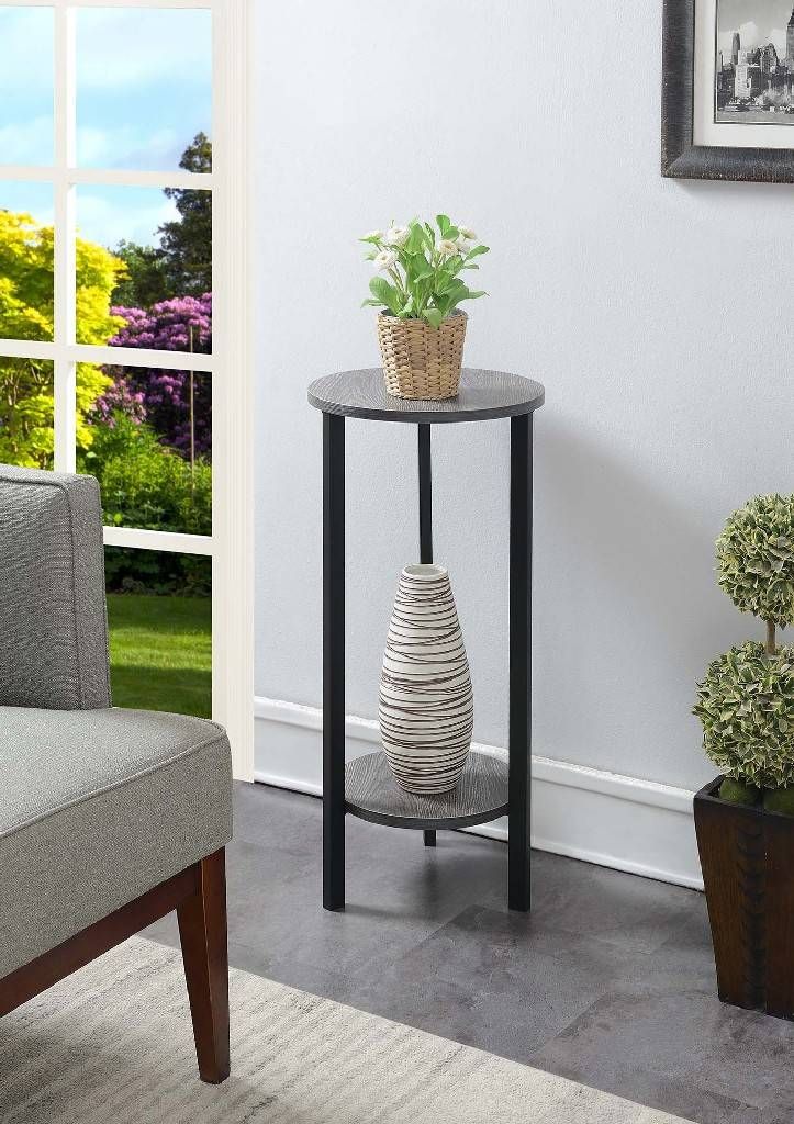 Graystone 31 Inch Plant Stand In Weathered Gray/black – Convenience  Concepts 111253wgybl Regarding Weathered Gray Plant Stands (View 2 of 15)