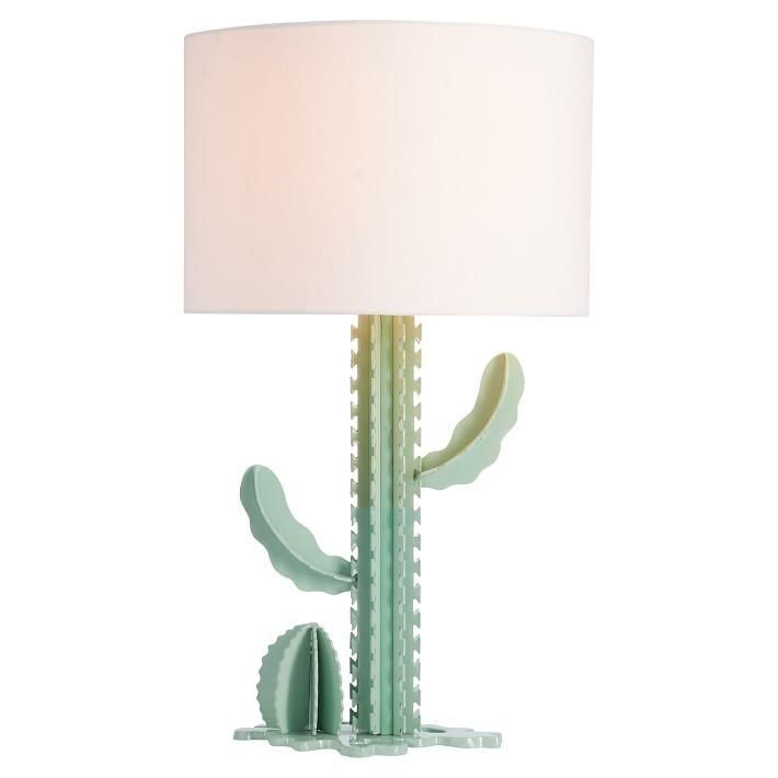 Green Metal Cactus Display Table Lamp For Cactus Floor Lamps (Photo 14 of 15)