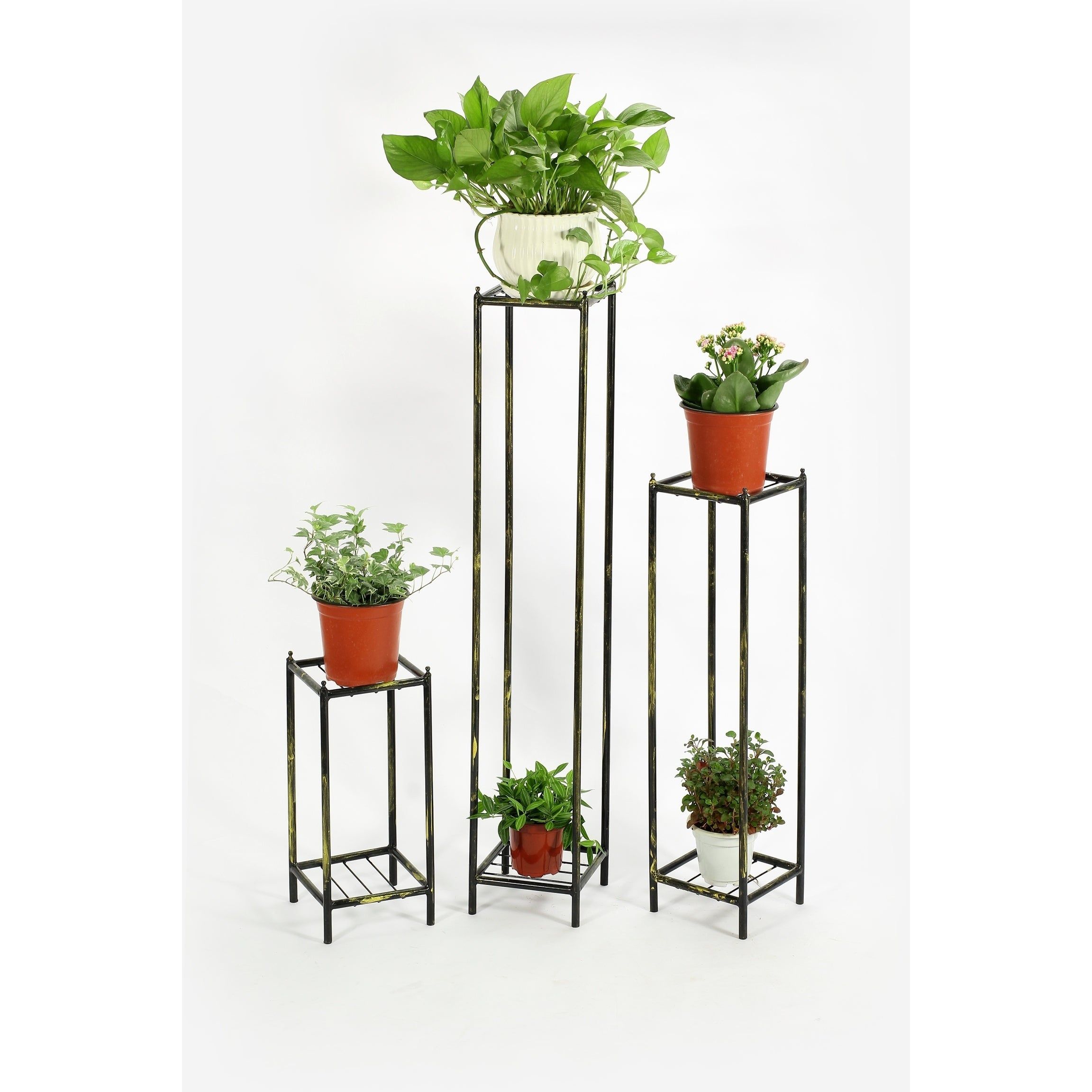 Grey Stone Cast Iron Plant Stand Set Of 3 – Overstock – 18802079 With Regard To Greystone Plant Stands (View 3 of 15)