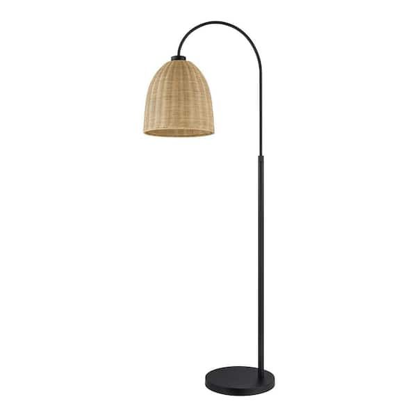 Hampton Bay Highler 61 In. Matte Black Floor Lamp With Natural Rattan Shade  Hd5887f3 – The Home Depot Intended For Matte Black Floor Lamps (Photo 7 of 15)