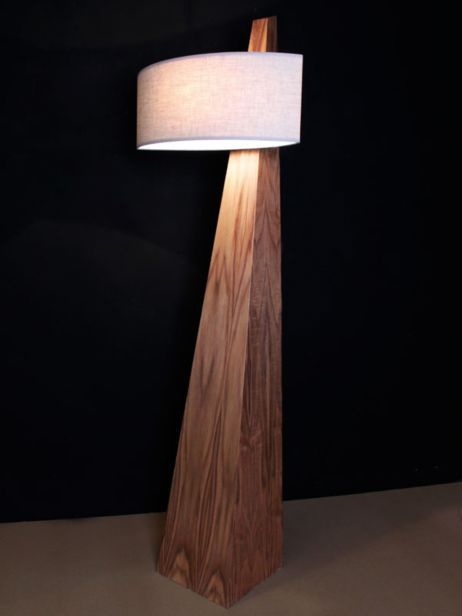 Handcrafted Angled Wooden Floor Lamp With Regard To Oak Floor Lamps (View 11 of 15)