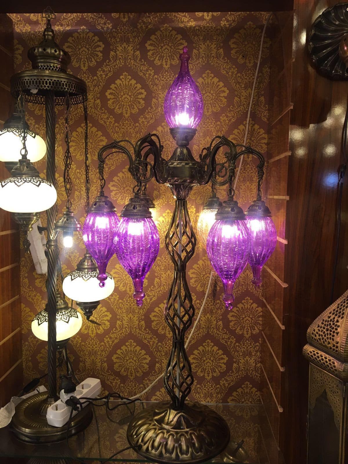 Handmade Oriental Floor Lamp Blown Glass Floor Lamp Turkish – Etsy For Purple Floor Lamps (View 2 of 15)