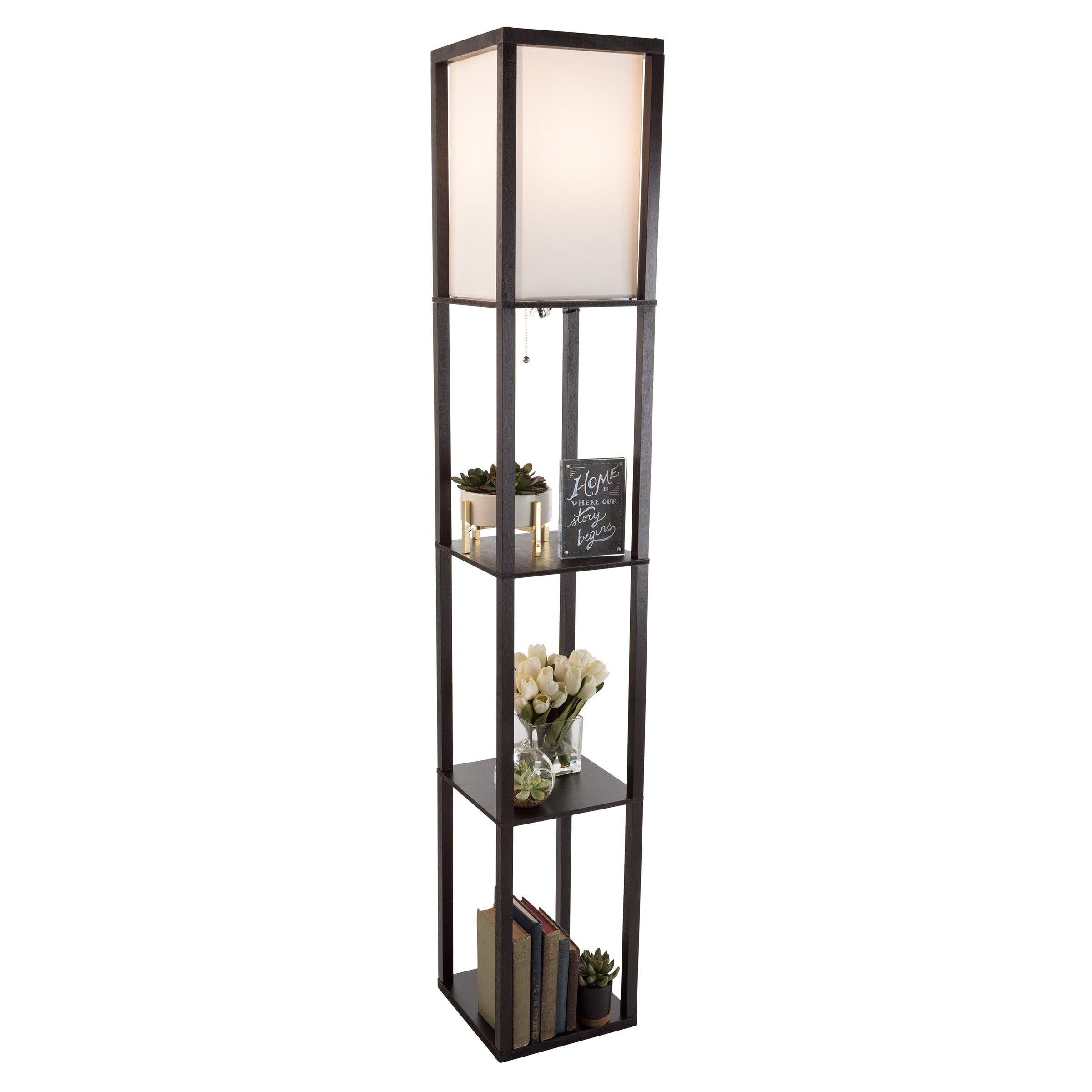 Hastings Home Led Floor Lamp With 3 Shelves, Black  (View 13 of 15)