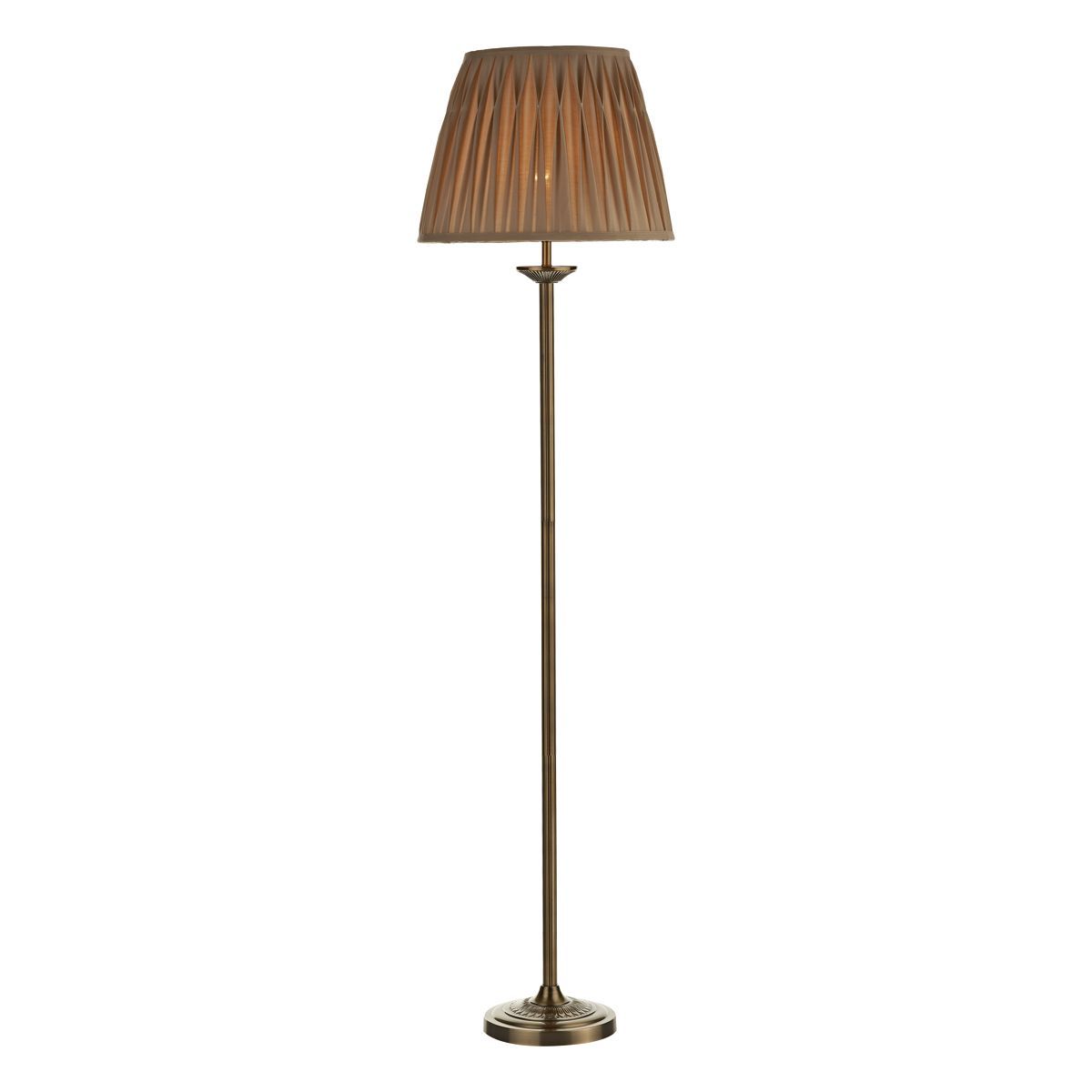 Hatton Floor Lamp Antique Brass Complete With Shade Within Antique Brass Floor Lamps (View 11 of 15)
