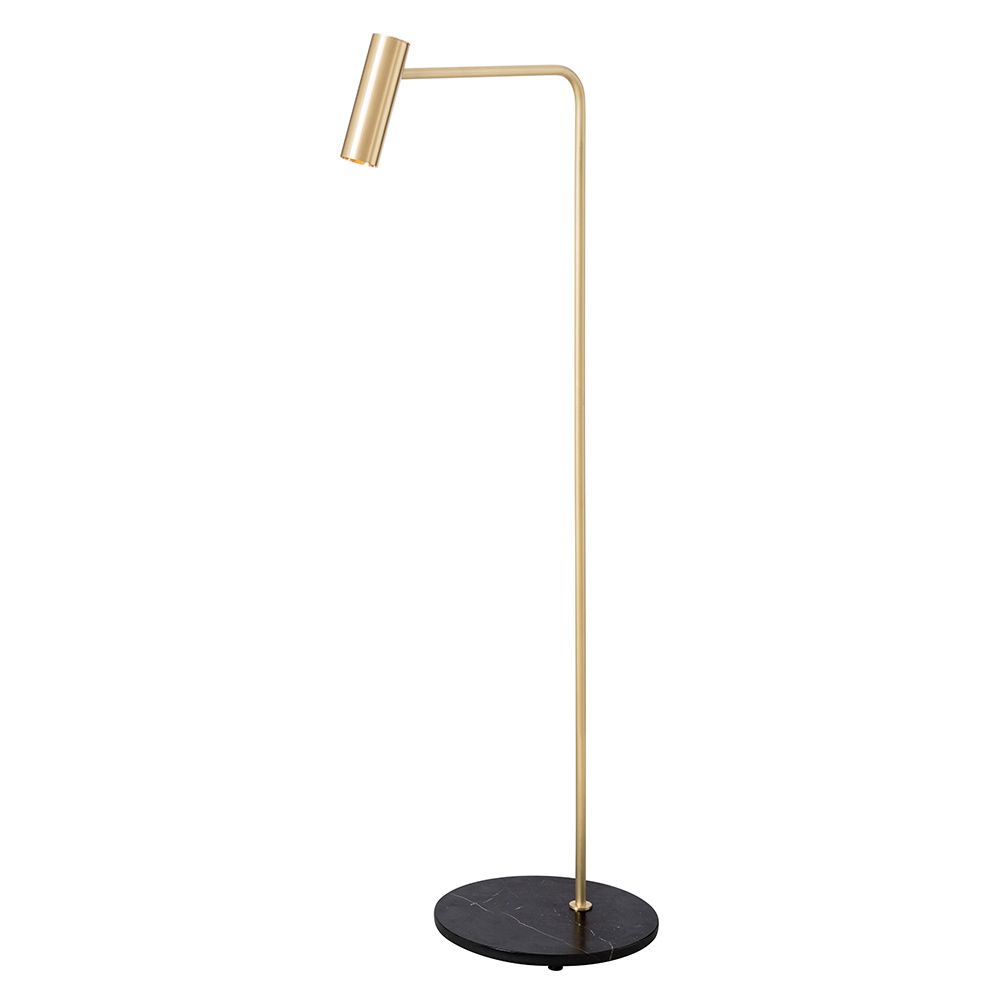 Heron Floor Lamp – Satin Brass, Black Marble Base – Rouse Home Intended For Satin Brass Floor Lamps (View 10 of 15)
