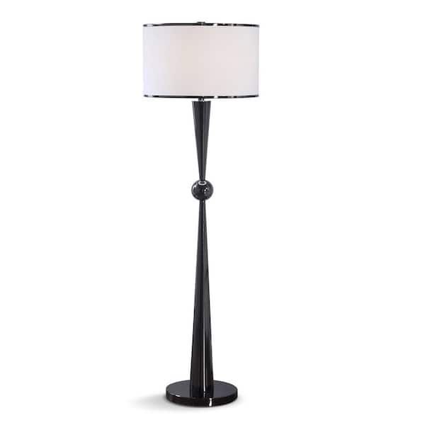 Homeglam Dione 62 In. Black Chrome Finish Metal Floor Lamp Hl6009f Gm – The  Home Depot Pertaining To Chrome Finish Metal Floor Lamps (Photo 11 of 15)
