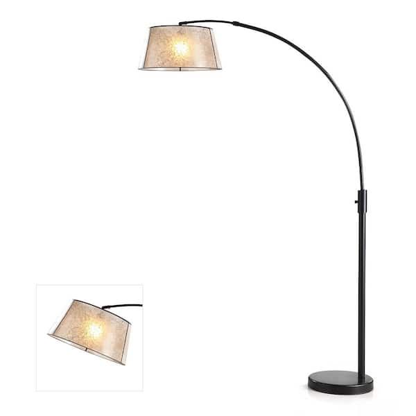 Homeglam Orbita 82 In. Dark Bronze Furnish Led Dimmable Retractable Arch Floor  Lamp, Bulb Included With Empire Mica Shade Hl6013 Brmc – The Home Depot Within 82 Inch Floor Lamps (Photo 15 of 15)
