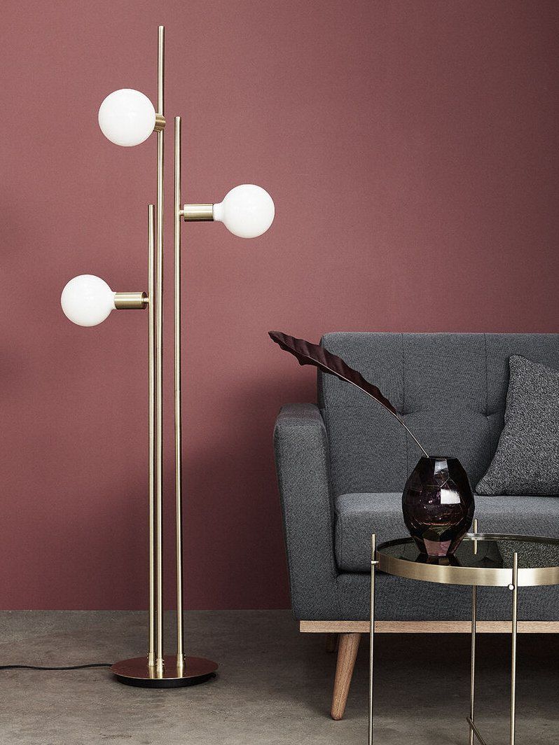 Hubsch – 3 Light Floor Lamp In Brass, Ulrik| Mbs Design Inside 3 Piece Set Floor Lamps (View 11 of 15)