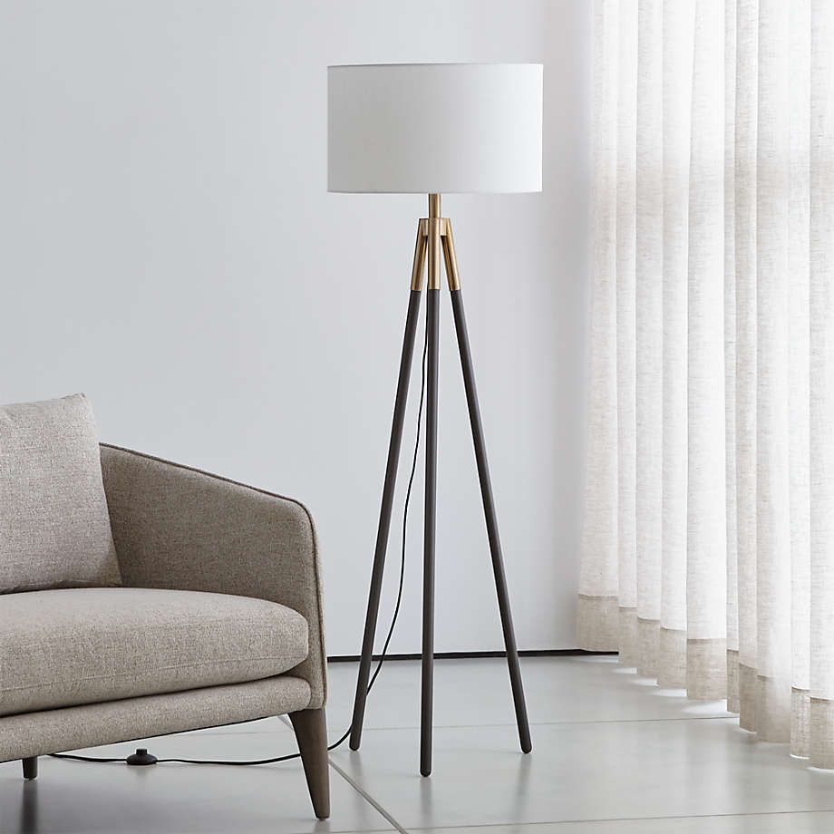 Hyde Brass And Bronze Metal Tripod Floor Lamp + Reviews | Crate & Barrel With Tripod Floor Lamps (Photo 10 of 15)
