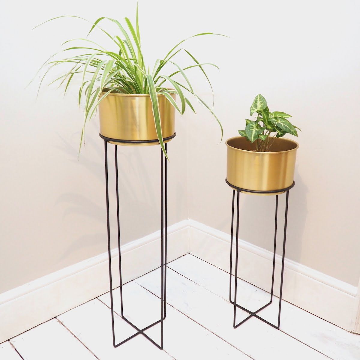 Indoor Gold Plant Stand – Two Sizes – Zaza Homes Pertaining To Gold Plant Stands (Photo 9 of 15)