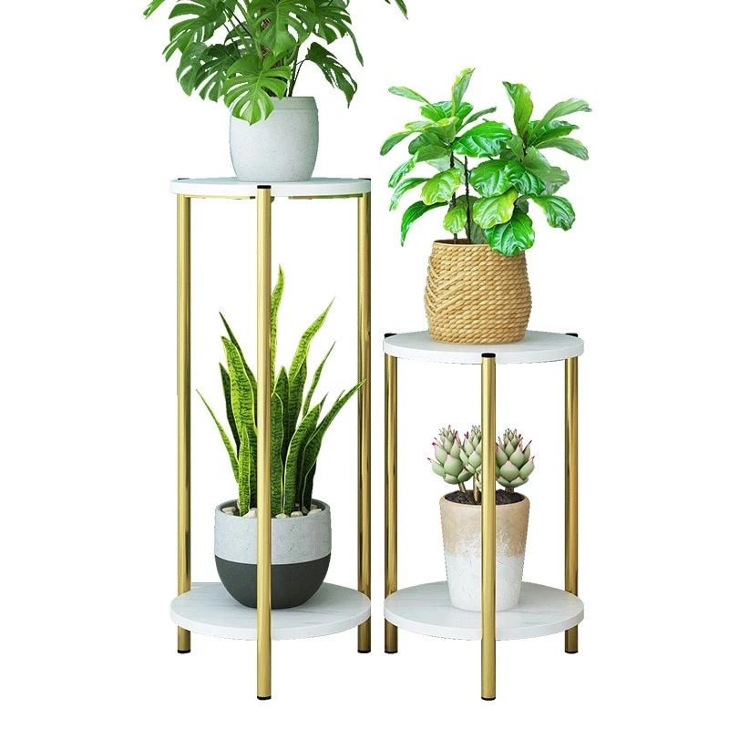 Indoor Outdoor Gold Metal Plant Stand With Wood Base Iron Floor Flower Pot  Stand Indoor Plant Holder For Home Garden Patio Decor – Plant Shelves –  Aliexpress Within Iron Base Plant Stands (View 14 of 15)