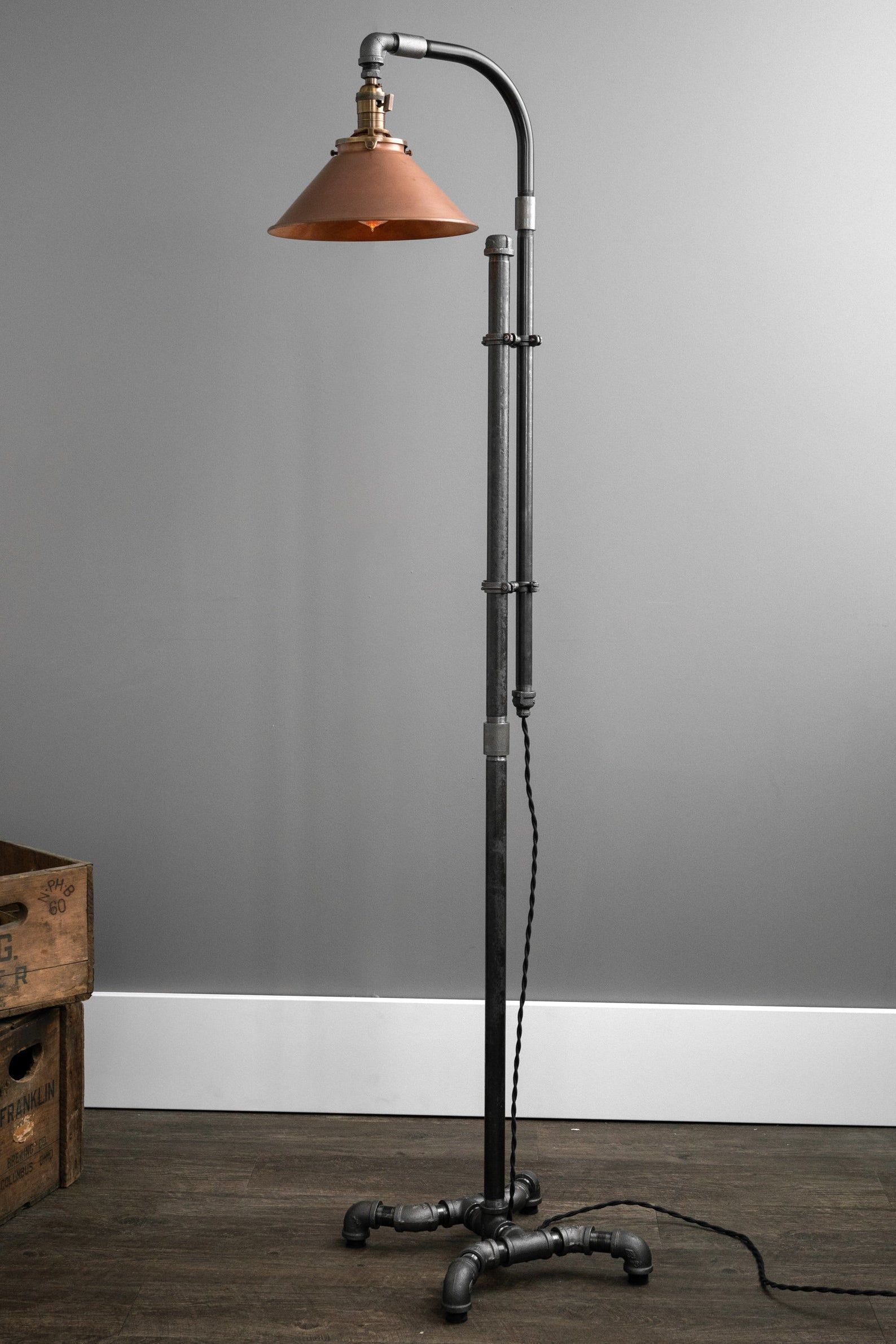 Industrial Floor Lamp Copper Shade Industrial Furniture – Etsy | Diy Floor  Lamp, Copper Floor Lamp, Steampunk Floor Lamp With Regard To Industrial Floor Lamps (View 15 of 15)