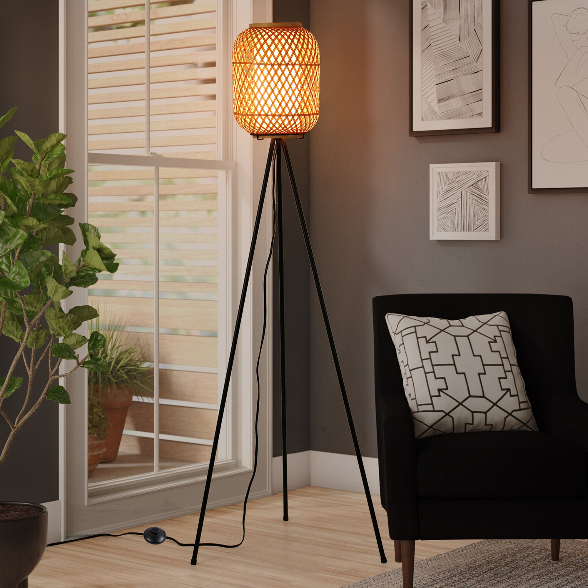 Injak Modern Vintage Farmhouse Tall Bamboo Tripod Floor Lamp With Bamboo  Shade Adjustable Height Lamp For Rustic Decor, Wooden Nautical Retro  Spotlight Farmhouse Standing Lamps For Bedroom Living Room | Wayfair Regarding Rustic Floor Lamps (Photo 11 of 15)