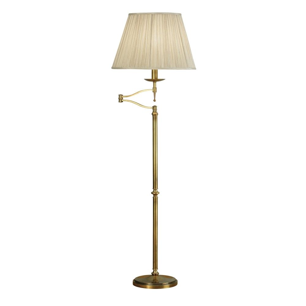 Interiors 1900 63621 Stanford Single Light Swing Arm Floor Lamp In Antique  Brass Finish With Beige Pleated Shade  Éclairage Intérieur Decastlegate  Lights Uk Pertaining To Antique Brass Floor Lamps (View 12 of 15)