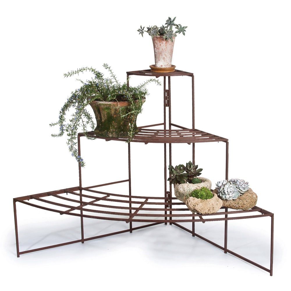 Iron Plant Stand  1/4 Round – Campo De' Fiori – Naturally Mossed Terra  Cotta Planters, Carved Stone, Forged Iron, Cast Bronze, Distinctive  Lighting, Zinc And More For Your Home And Garden. Inside Iron Plant Stands (Photo 7 of 15)