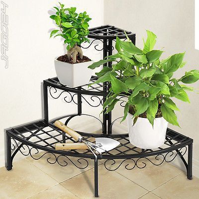 Iron Plant Stand Shelf 3 Tier Garden Patio Indoor Corner Outdoor Storage  Round | Indoor Patio Furniture, Plant Stand, Garden Boxes Intended For Iron Base Plant Stands (Photo 6 of 15)