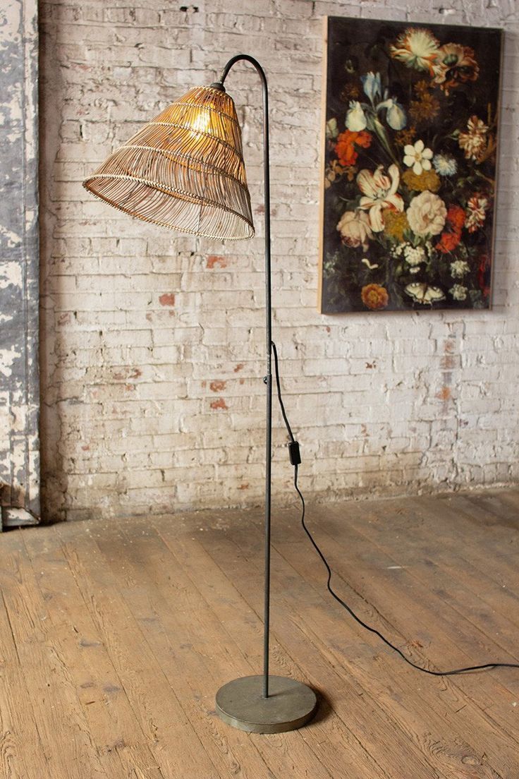 Kalalou Floor Lamp With Rattan Shade – Default Title | Metal Floor Lamps,  Bamboo Floor Lamp, Rustic Floor Lamps For Rustic Floor Lamps (View 9 of 15)