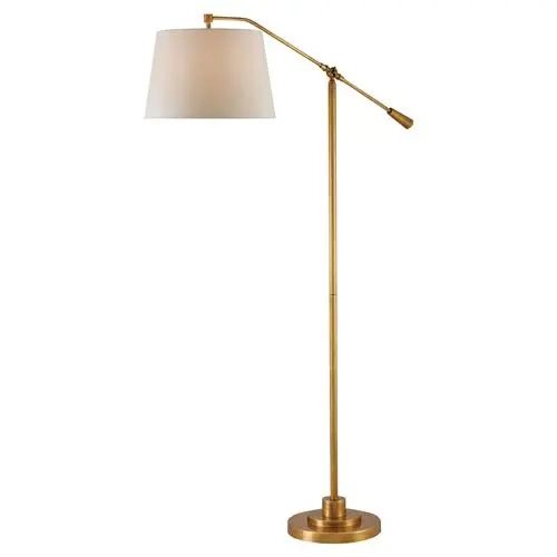 Karayan Modern Classic Antique Brass Swing Arm Floor Lamp 65 69" H | Kathy  Kuo Home Pertaining To Adjustble Arm Floor Lamps (Photo 11 of 15)