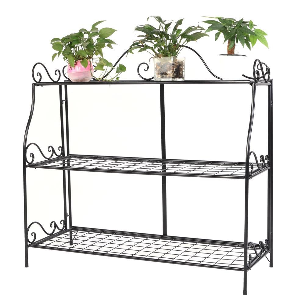 Ktaxon Freestanding Metal 3 Tier Plant Stand, Black – Walmart With Regard To Three Tier Plant Stands (View 15 of 15)