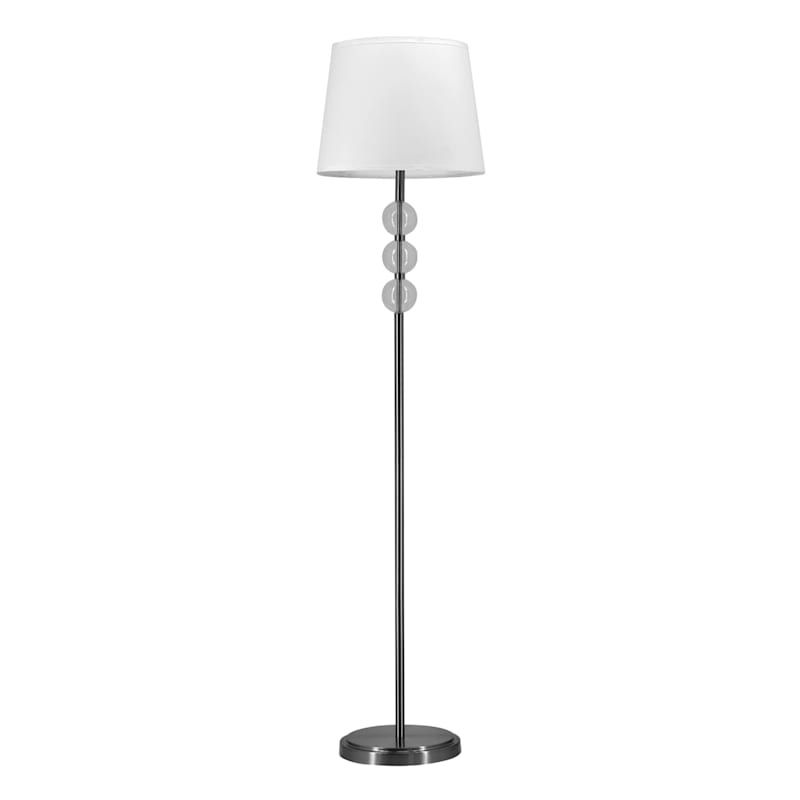 Laila Ali Silver Metal Floor Lamp With Glass Globes, 62" | At Home | The  Home Decor & Holiday Superstore For Silver Metal Floor Lamps (Photo 10 of 15)