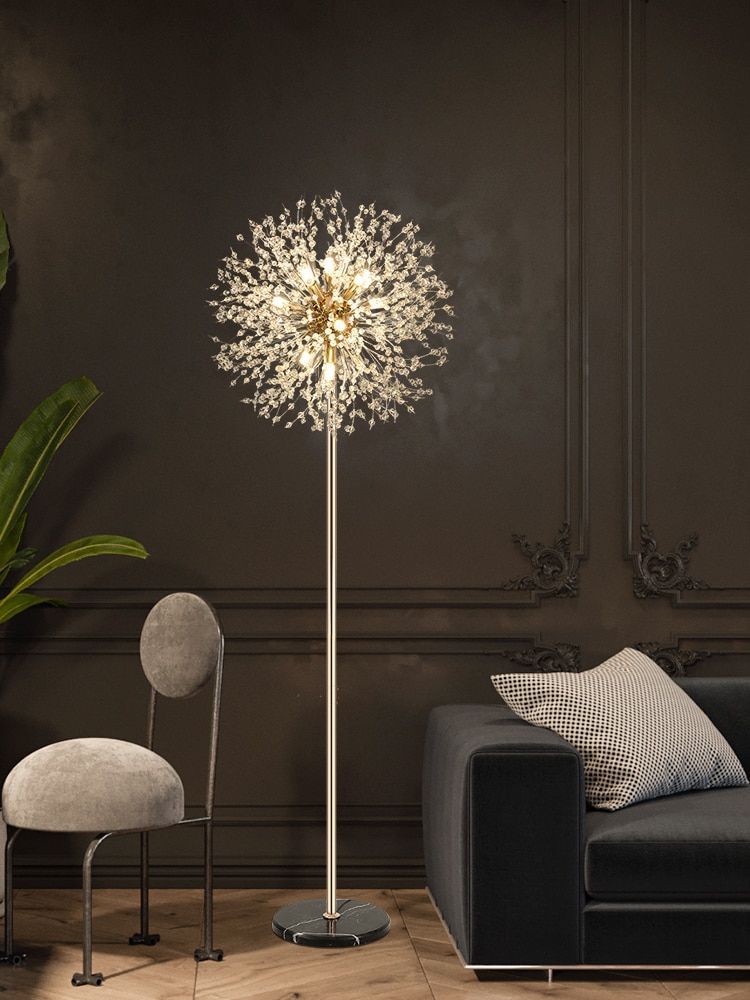 Large G9 Led Floor Lamp Crystal Reading Light Chrome Floor Lights Living  Room Bedroom Dandelion Light Luxury Crystal Floor Lamp – Aliexpress Lights  & Lighting For Wide Crystal Floor Lamps (View 4 of 15)