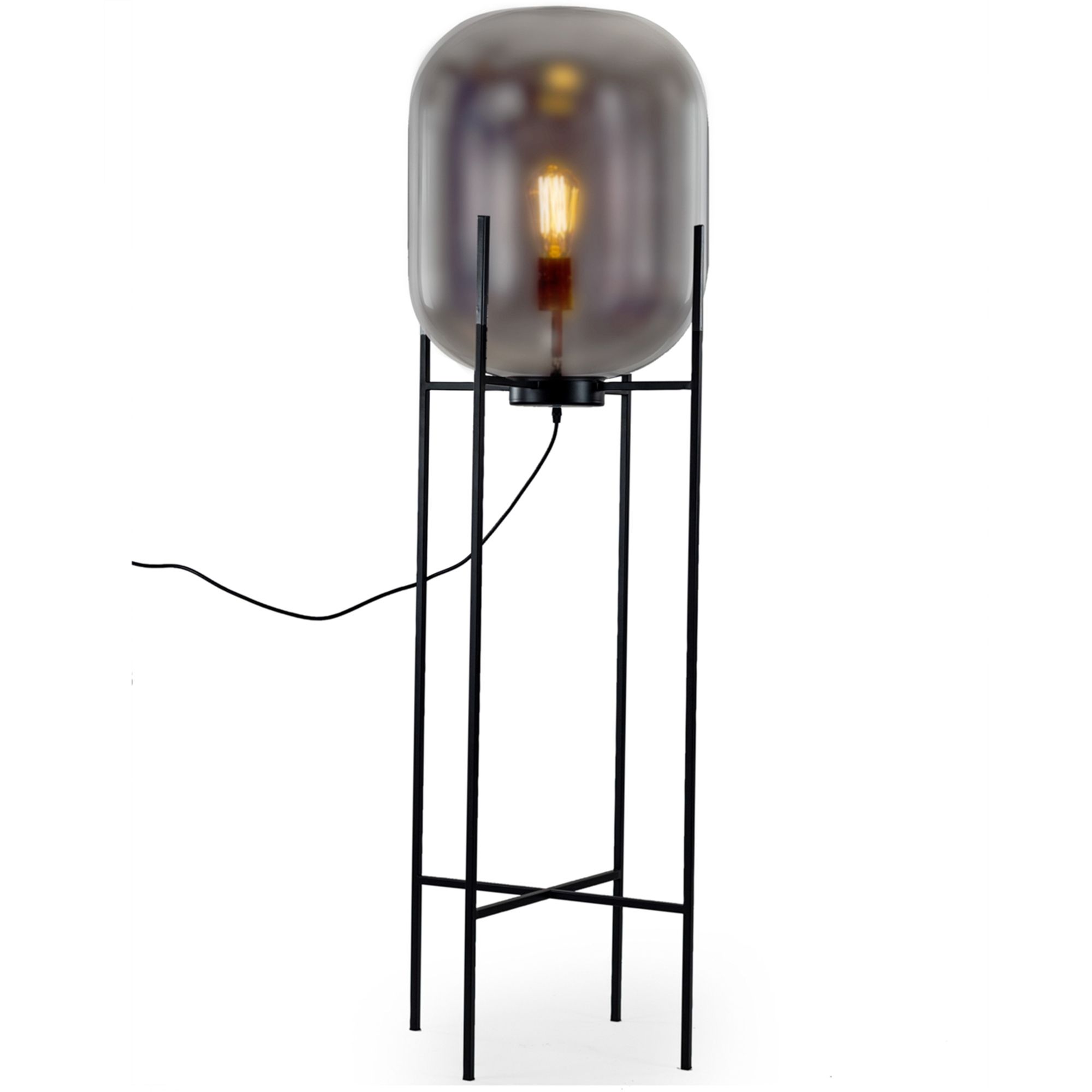 Large Smoked Glass Edison Floor Lamp | Online Floorstanding Lamps With Regard To Smoke Glass Floor Lamps (Photo 2 of 15)